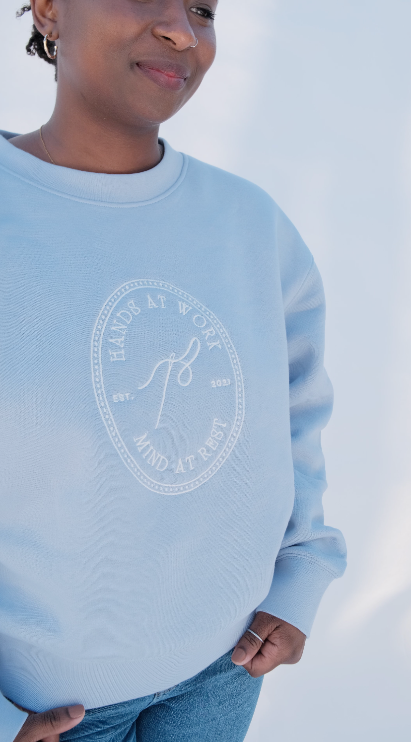 Hands At Work Embroidered Crewneck